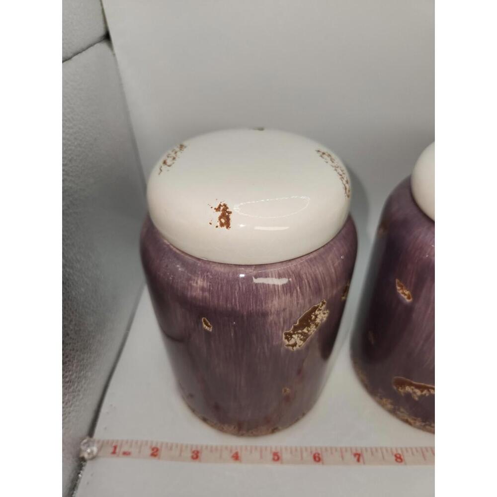 Small Ceramic Canisters With Lids, Purple & Brown - Picture 12 of 13